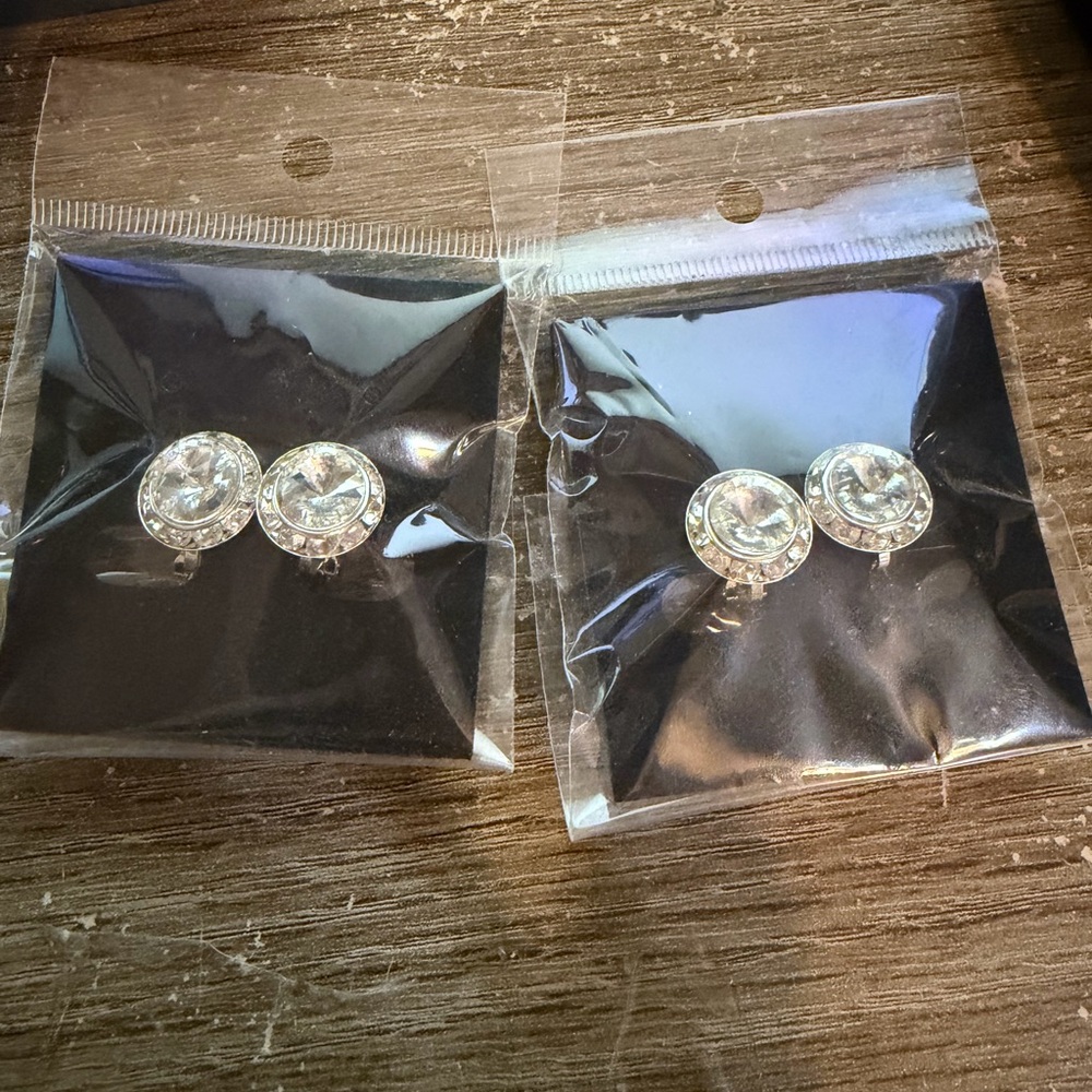 Competition Clear Crystal Halo Stud Earrings - Silver Tone